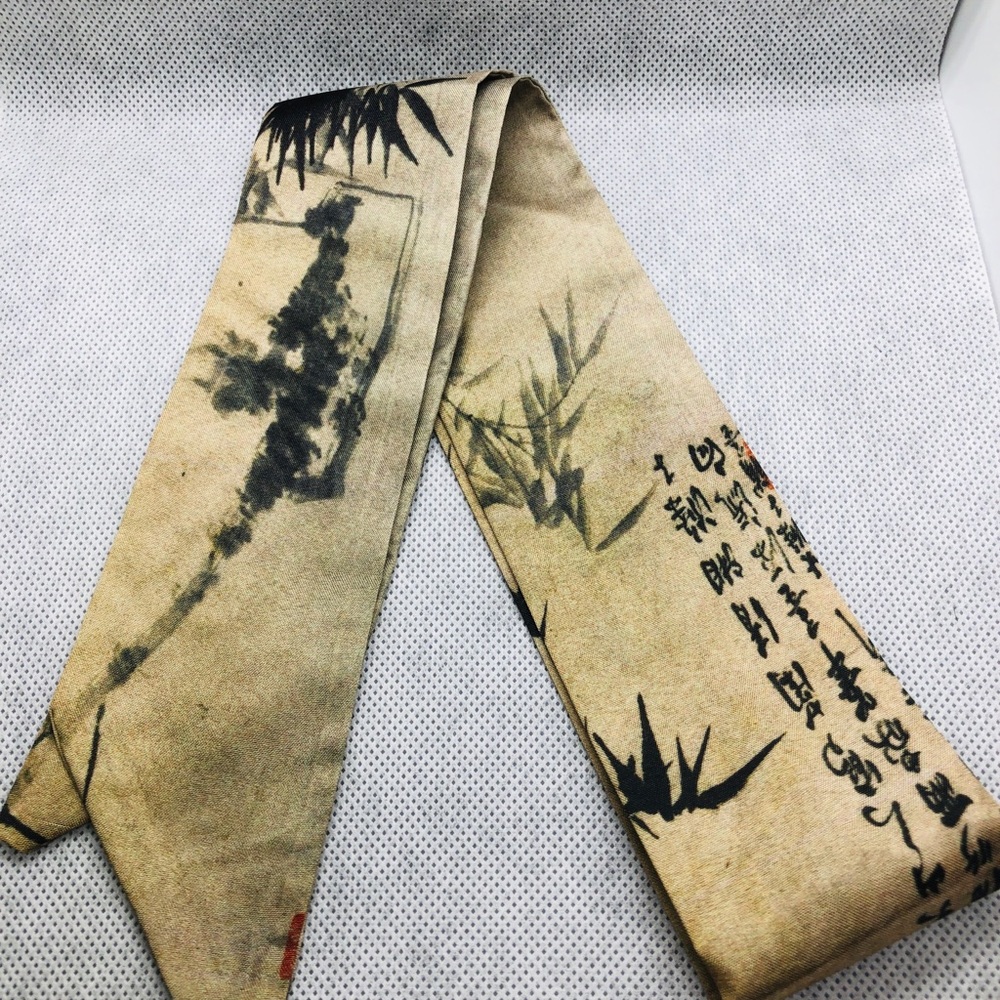 Artistic Beige and Black Scarf